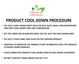 Food Safety Procedure Training & Tools : Culinary Cultivations
